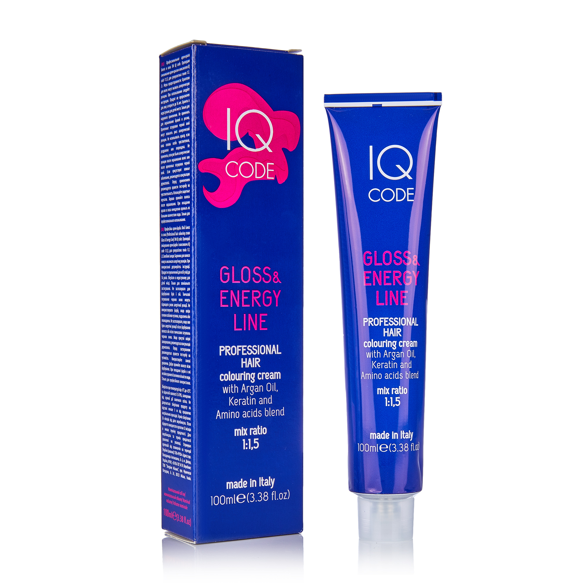 Професійна фарба для волосся IQ Code Gloss &amp; Energy Line, 7/00 Інтенсивний русявий, 100 мл